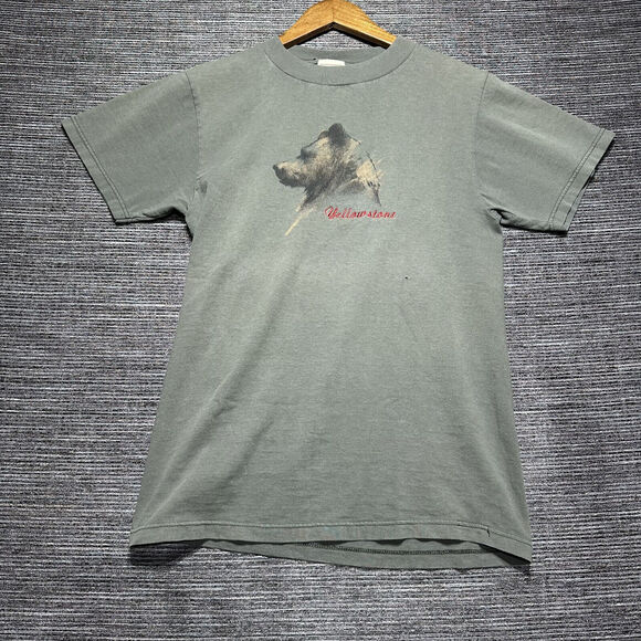 Yellowstone National Park Vintage T Shirt Adult S Green Bear - Picture 1 of 14